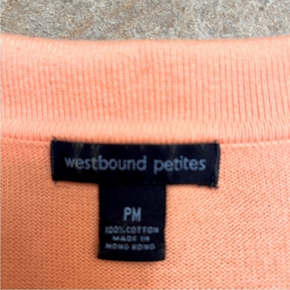 Y2K 1990’s VINTAGE WESTBOUND PETITES Cotton Argyle Women’s MED Top Orange White - Picture 8 of 13